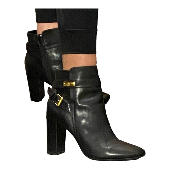 Lauren Ralph Lauren black leather heeled zip up booties. sz 8.5 - Picture 7 of 16